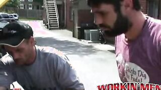 Hairy studs fix a car and end up rawfucking deep and hard