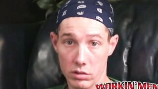 Rough gay shows off his body and big cock while masturbating