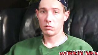Rough gay shows off his body and big cock while masturbating