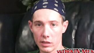 Rough gay shows off his body and big cock while masturbating