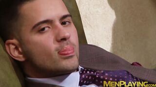 Hardcore anal with two men in very elegant expensive suits