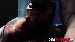 Strong dungeon master mercilessly mouthfuck obedient slave