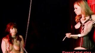 With toys A docile chick is sexually tormented by Latex Doma
