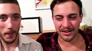 Twink analrammed hard after sucking cock in classic video