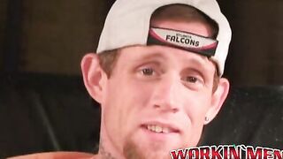 Amateur shoots a load in his hand after solo masturbation