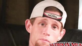 Amateur shoots a load in his hand after solo masturbation