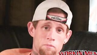 Amateur shoots a load in his hand after solo masturbation