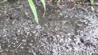 Japanese with big boobs peeing on parking and later in banned search