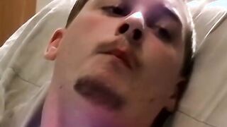 He jerks off his rock solid boner all alone in his warm bed