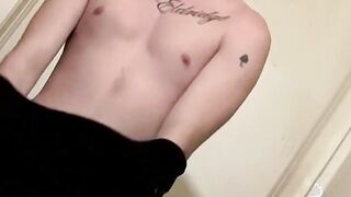 Inked handsome guy loves to touch himself while smoking