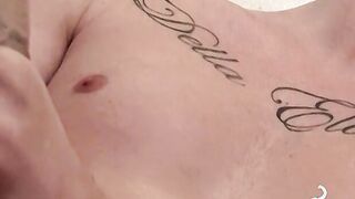 Inked handsome guy loves to touch himself while smoking