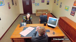 Banging PE teachers beautiful ass on the office desk