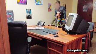 Banging PE teachers beautiful ass on the office desk