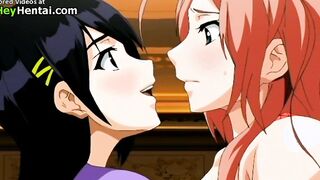 Sweet busty lesbian gets fucked hard