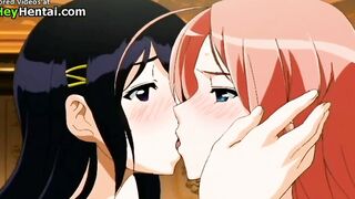 Sweet busty lesbian gets fucked hard