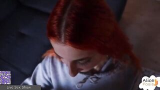 Red-haired girl fucks with a guy in different poses