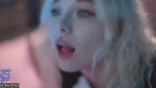 Russian blonde fucks with a guy on the bed