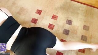 Russian brunette fucks with a guy on the carpet