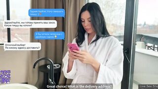 Porn in Russian where a girl fucks a delivery man