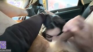 Blowjob and handjob in the car with conversations in Russian