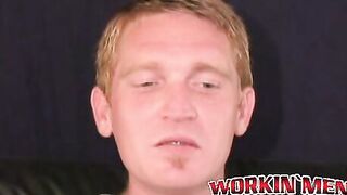 Rough stud strips naked to stroke himself solo until he cums