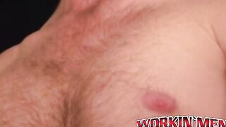 Rough stud strips naked to stroke himself solo until he cums