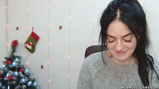 Brunette amateur babe in sweater chats on webcam show
