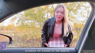 Blowjob in the car with conversations in Russian
