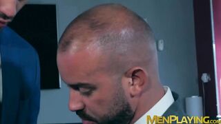 Office workers Bruno Max and Robbie Rojo anal fucking rough