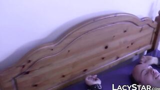 Busty British grandma practices bondage with man before sex