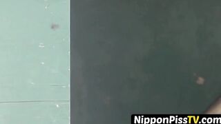 Devious Japanese students peeing covertly open spot
