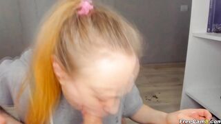 Cock Hungry Blonde Babe Deep Sucking Dick