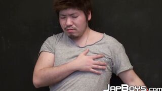 Curvy Japanese playing with his sweet cock until orgasm