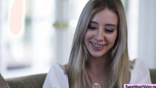 Hot blonde facesitted by her horny stepsister