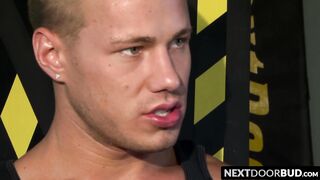 Three handsome muscular studs are fucking and sucking cock
