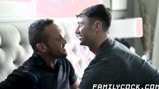 Bareback doggystyle fucking with stepdad and his stepson