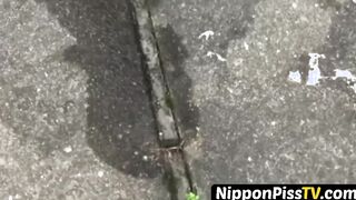 Fiendish youthful Japanese darling is peeing before her home