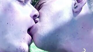Chilling and smoking twinks engage to outdoor bareback fuck