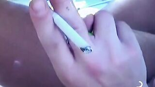Chilling and smoking twinks engage to outdoor bareback fuck