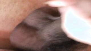 Young babe rides BBC while sucking big fat cock in threesome