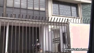Latina amateur in silk lingerie milks cock
