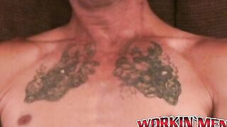 Inked studs jerk each other off and masturbate to orgasms