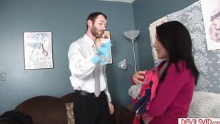 Latina stepdaughter sucks white stepdad