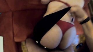red pantie fuck cum on asshole