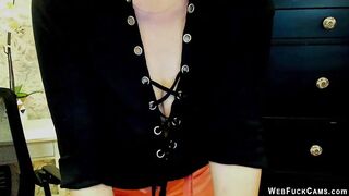 Clothed busty German MILF on webcam posing