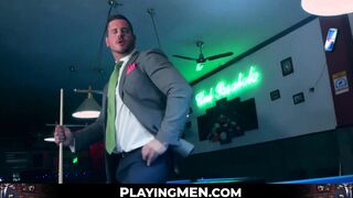 Elegant bearded man fucks man in suit doggystyle Daken Lukas