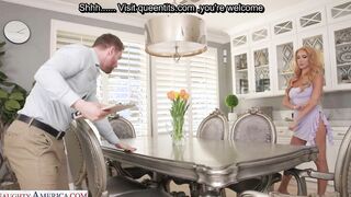 Busty MILF trades her pussy to repair damaged table