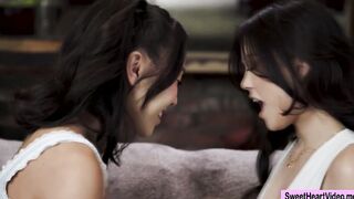 Asian stepsiblings enjoy licking their wet pussies