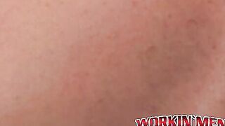 Rough stud smokes during an interview and masturbates solo