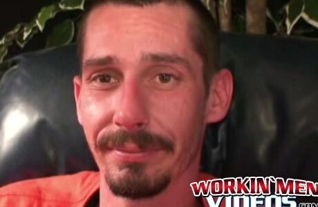 Rough stud smokes during an interview and masturbates solo